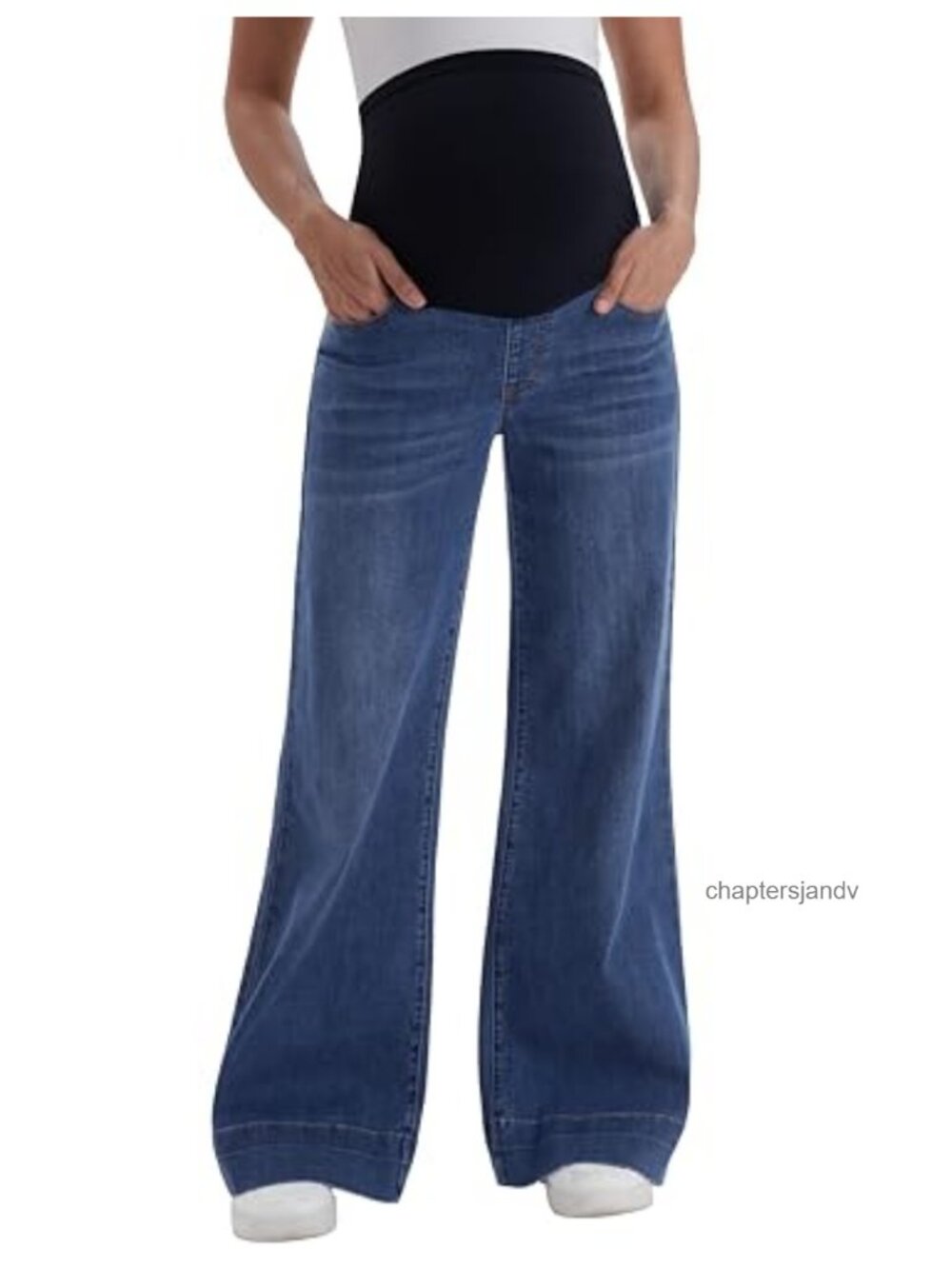 Wide Leg Maternity Jeans Stretch Denim Pull On Pregnancy Pants